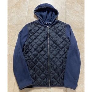 Vintage Nautica Mens Quilted Hoodie Vest Sweatshirt Full Zip Size Medium Blue